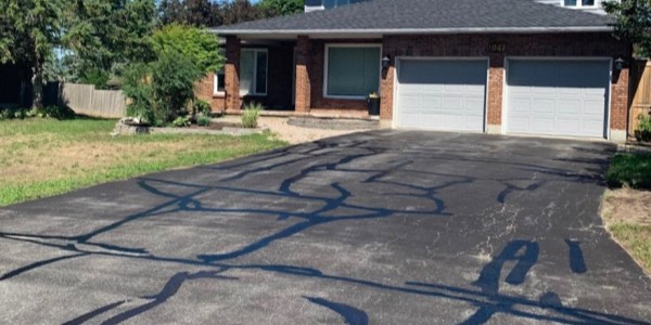 crack repair on residential driveway